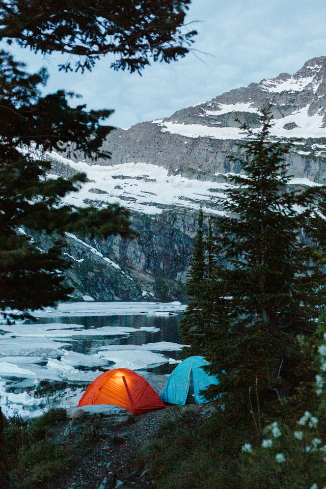 tents set up at leigh lake montana