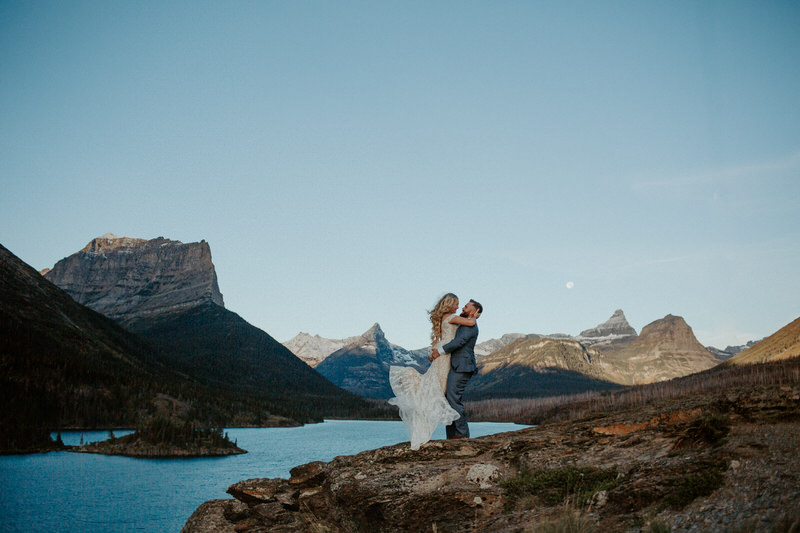 bridal portrait in glacier national park