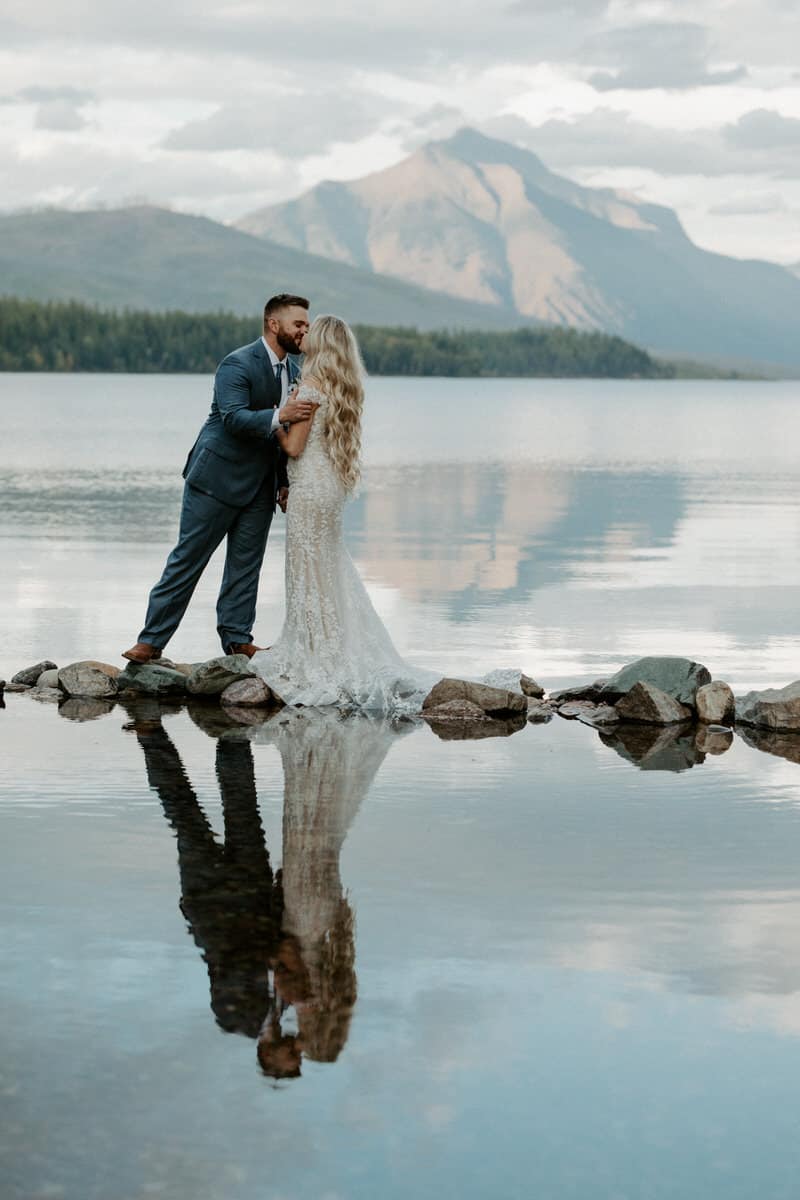 wedding photo at lake mcdonald