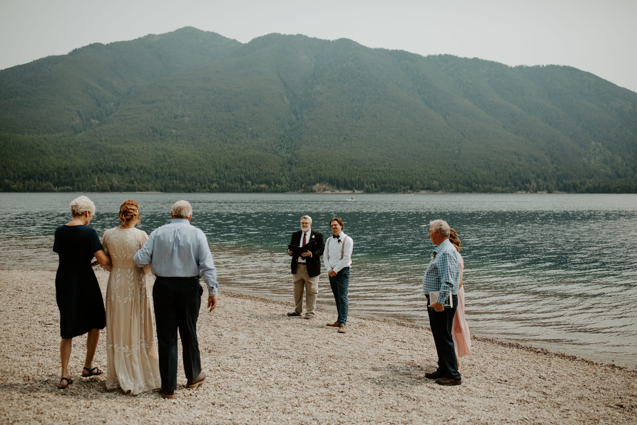 wedding couple overlooking Avalanche Gorge Glacier National Park
